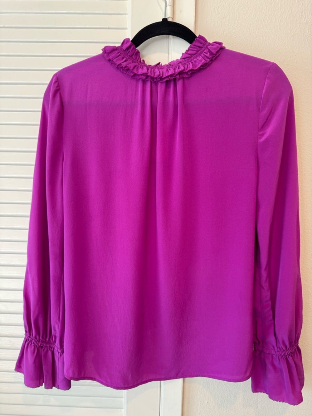 J.crew Plum Ruffle-Neck Silk Top - Picture 7 of 9